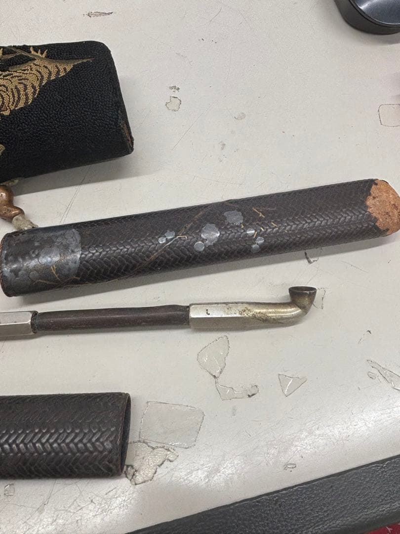 N9889【ヴィンテージ】銀製キセル&キセルケース