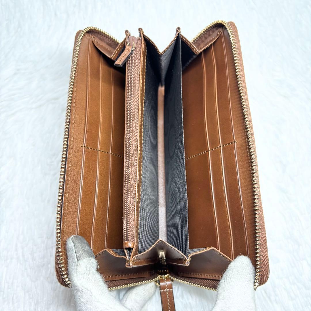 ✨訳あり美品✨ グッチ GGスプリーム ラウンドジップ 長財布 PVC ブラウン