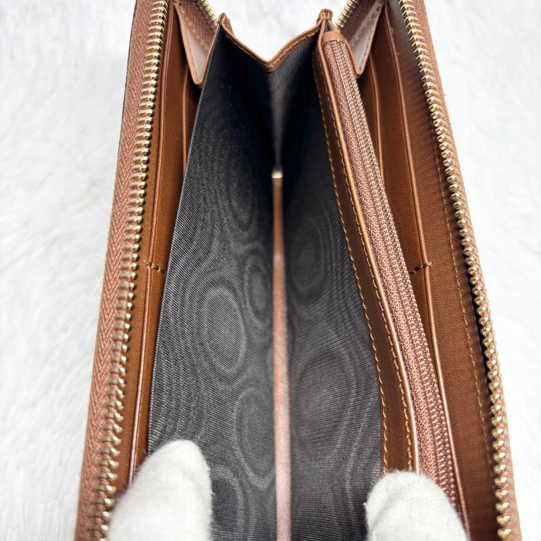 ✨訳あり美品✨ グッチ GGスプリーム ラウンドジップ 長財布 PVC ブラウン