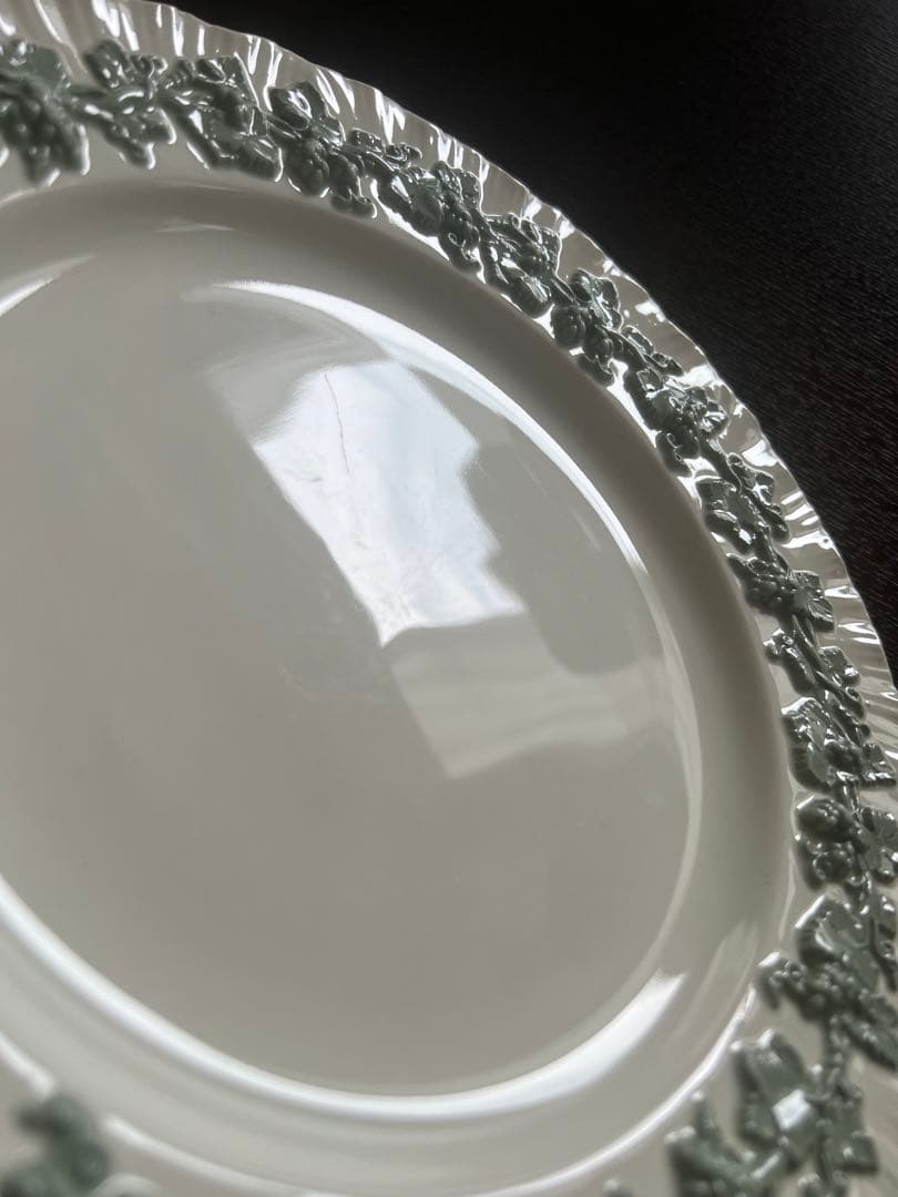 ウエッジウッド　クイーンズウェア　 オフホワイト/セラドンセット　 シェルエッジ