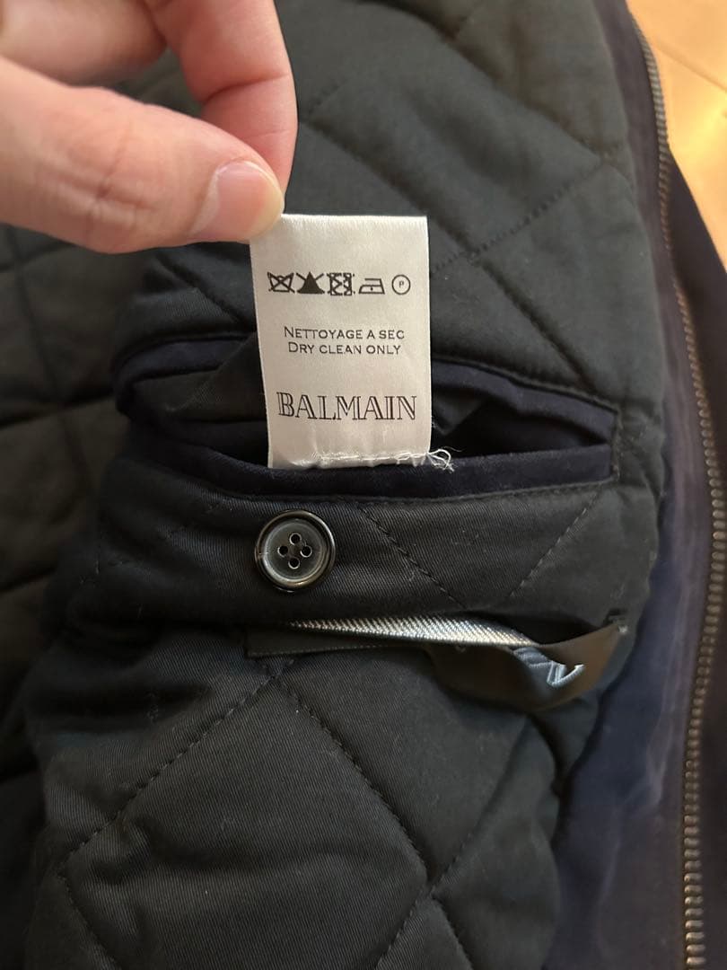 BALMAIN ライダース　MA1ダークグレー ジップアップジャケット　46