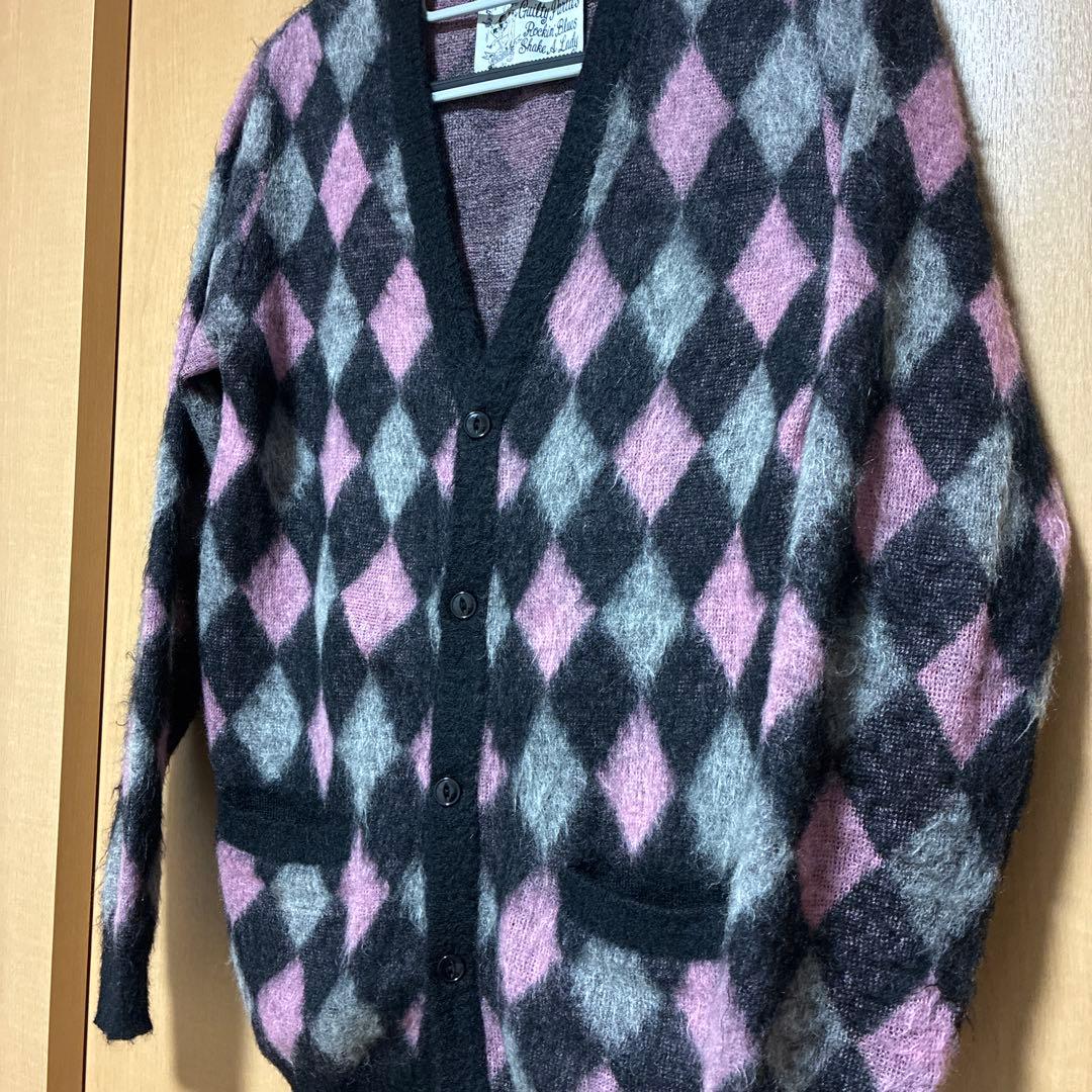 【美品】ワコマリア　Guilty Parties ダイヤモンド柄カーディガン S
