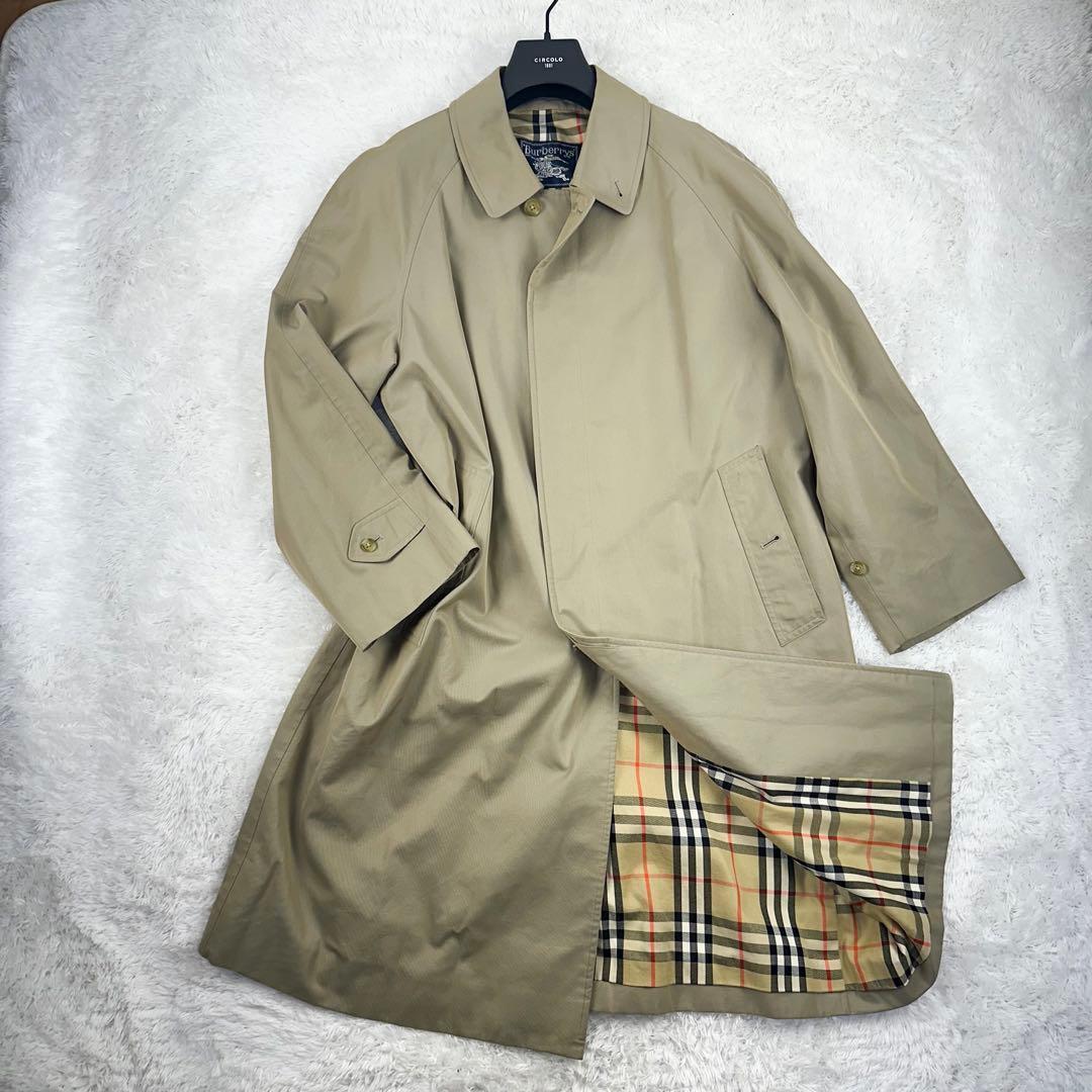 バーバリー　ノバチェック　ロングステンカラーコート チェック柄　カーキ　L