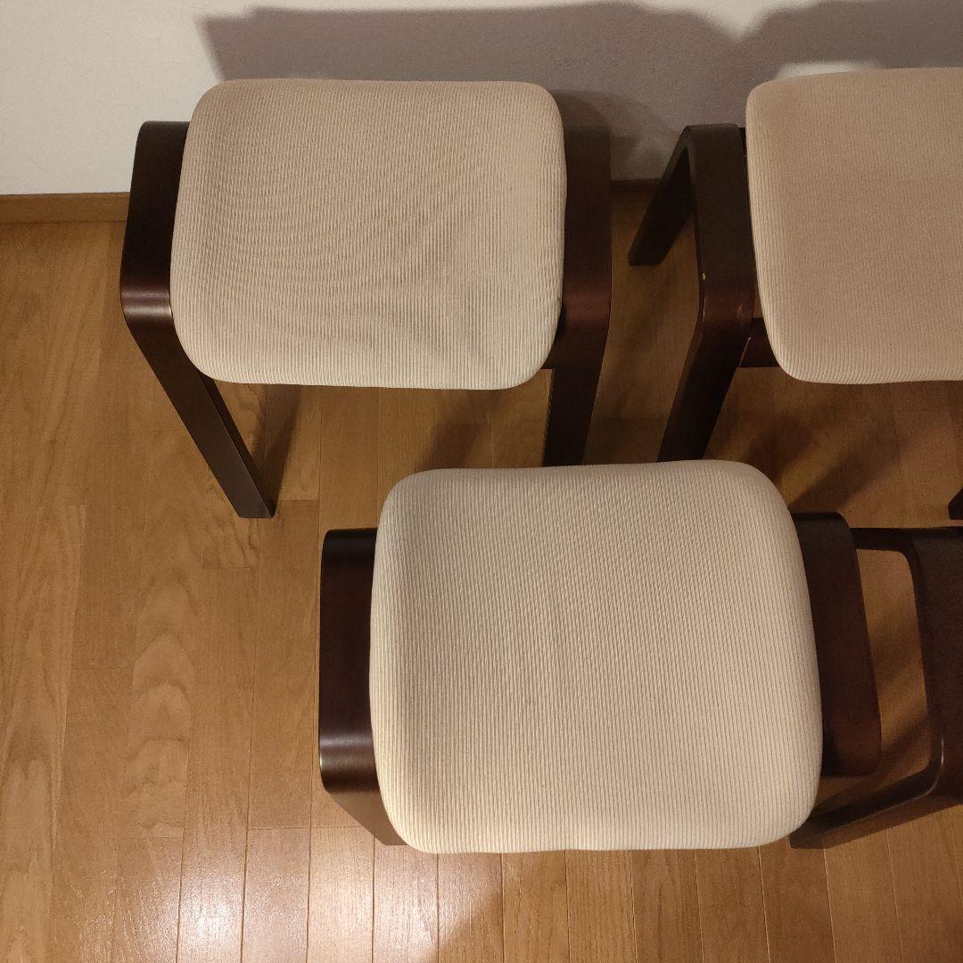 三聖 曲木スツール 木製 スタッキングチェア 4脚セット まとめ売り