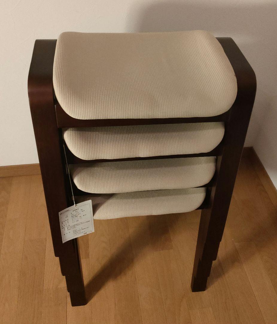 三聖 曲木スツール 木製 スタッキングチェア 4脚セット まとめ売り