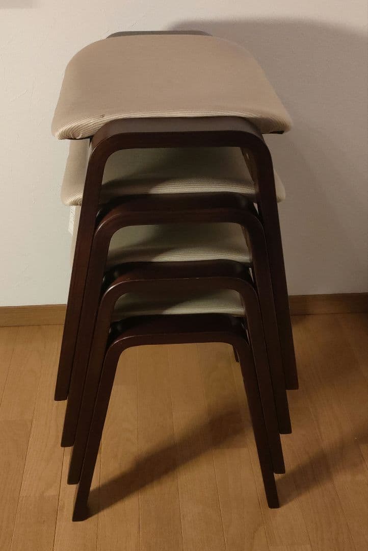 三聖 曲木スツール 木製 スタッキングチェア 4脚セット まとめ売り