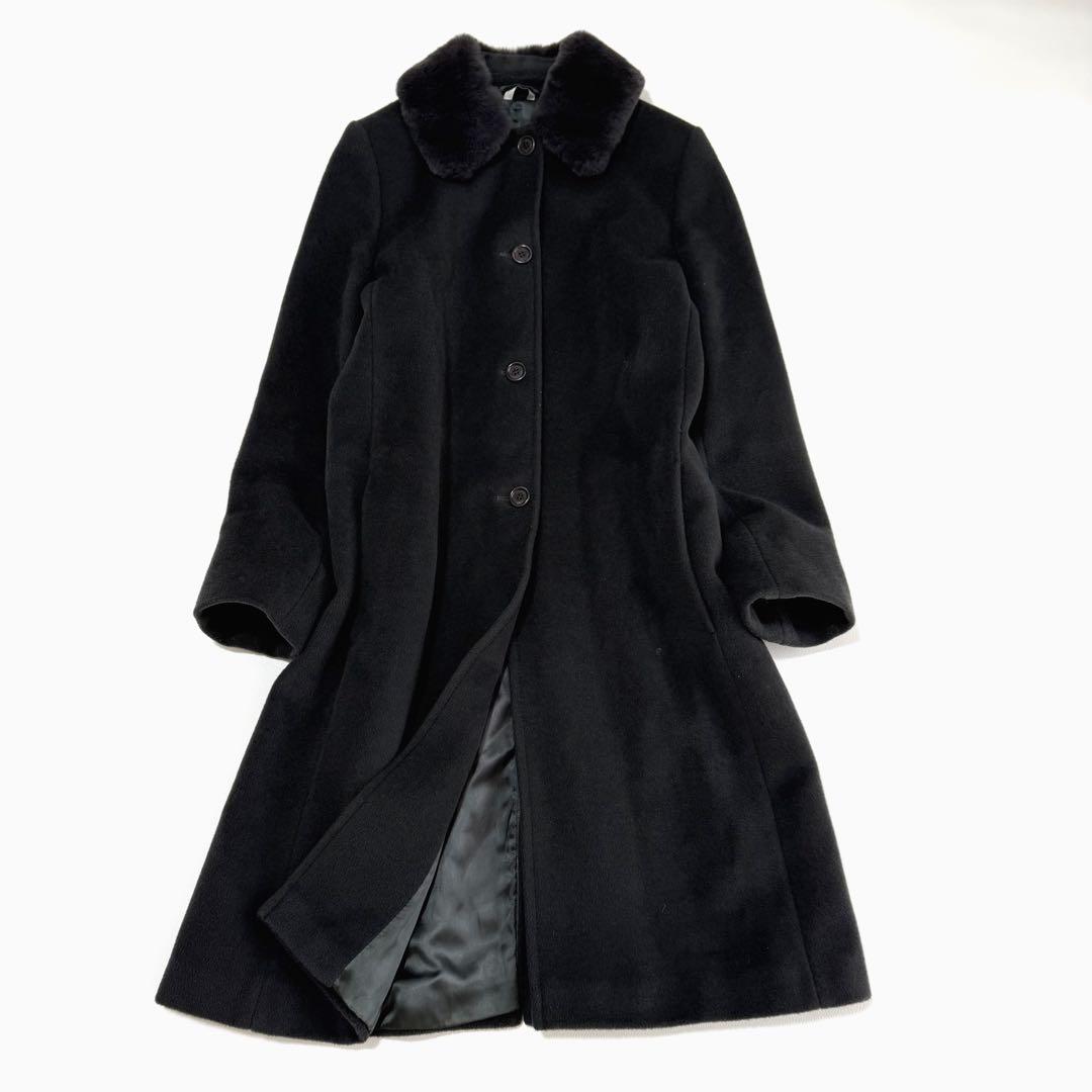 マックスマーラ ファー襟付き ウールカシミヤ ロングコート XL イタリア製
