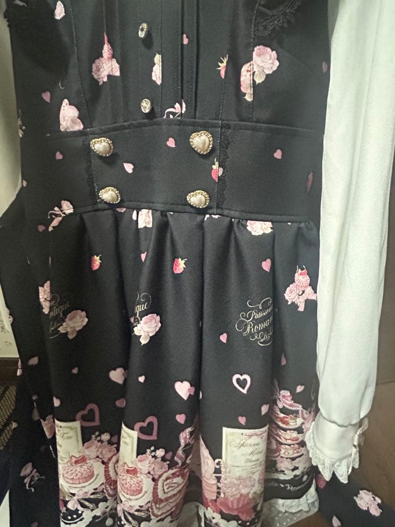 【LIZLISA】アフタヌンティー柄 黒