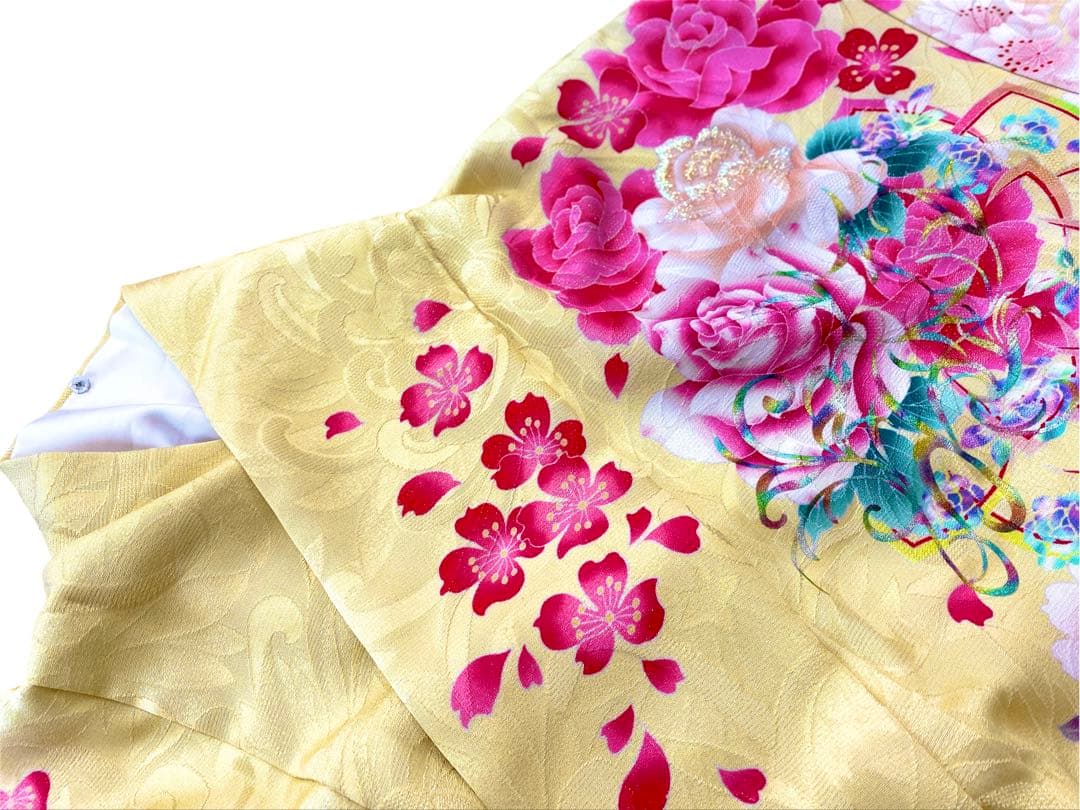 ⭐︎K0837 美品 正絹 振袖 レンタル店放出品 ガード加工 花柄 7号