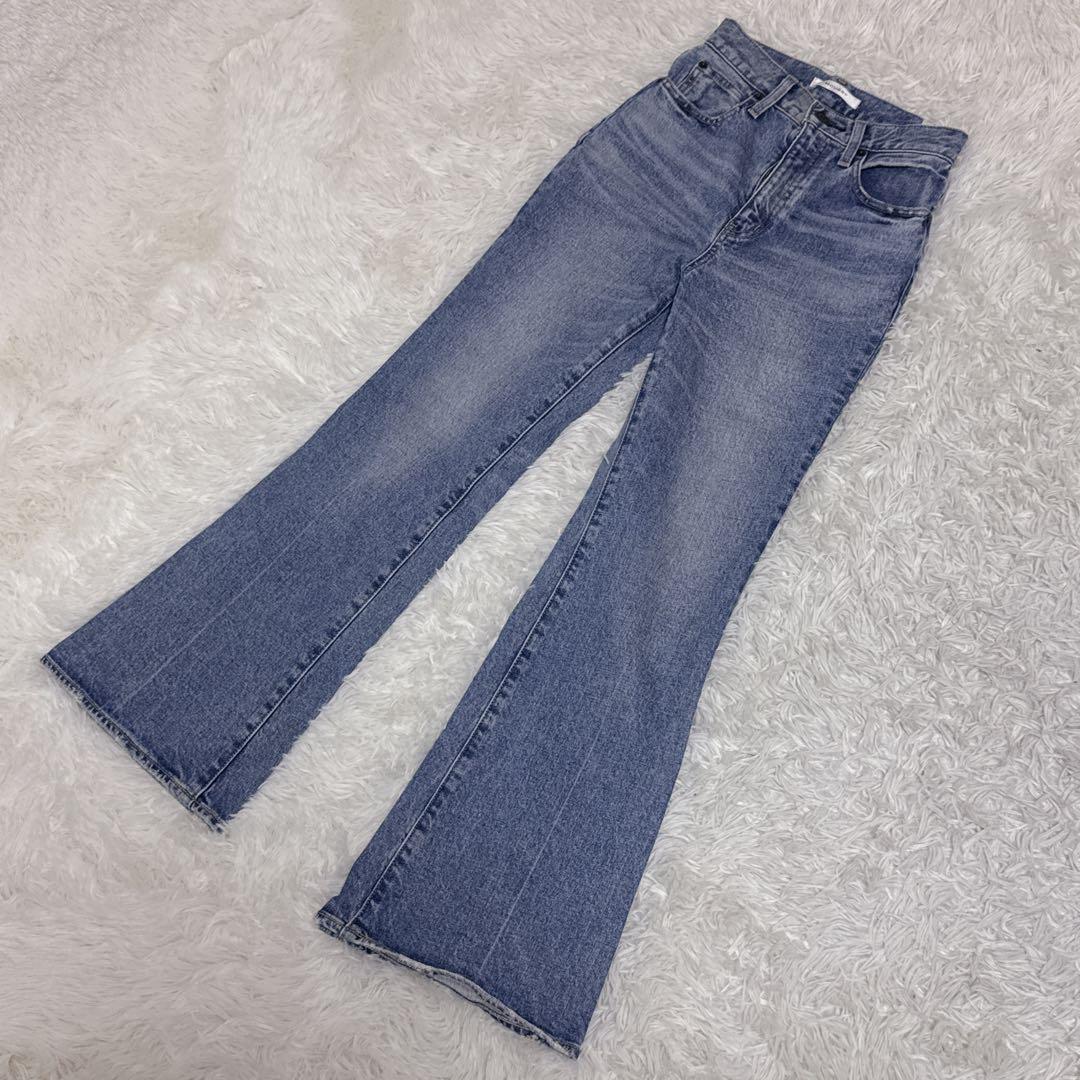 マウジー フレアデニムパンツ ストレッチ ライトブルー S