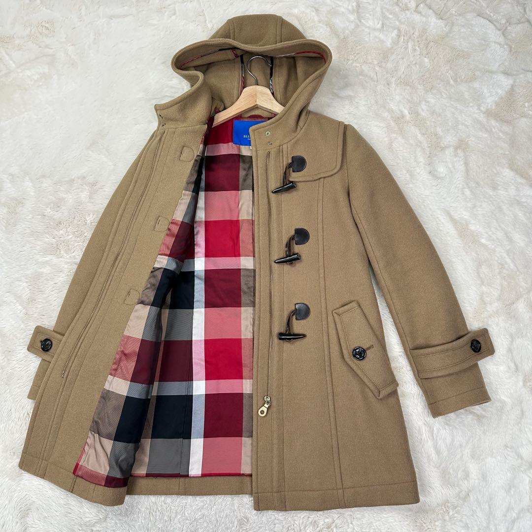 ✨美品✨ブルーレーベルクレストブリッジ ダッフルコート 赤チェック ベージュ M