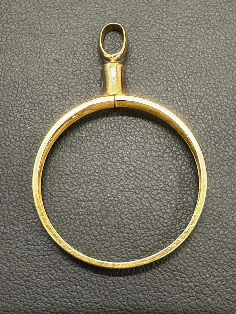 K18 18金 　純金の金貨用 ペンダントトップ 枠 約2.2グラム