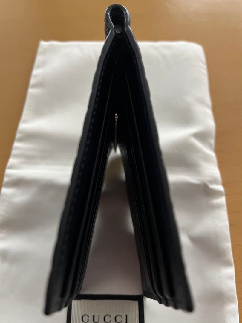 レザー マネークリップ　ネイビー　GG マイクロシマ　GUCCI