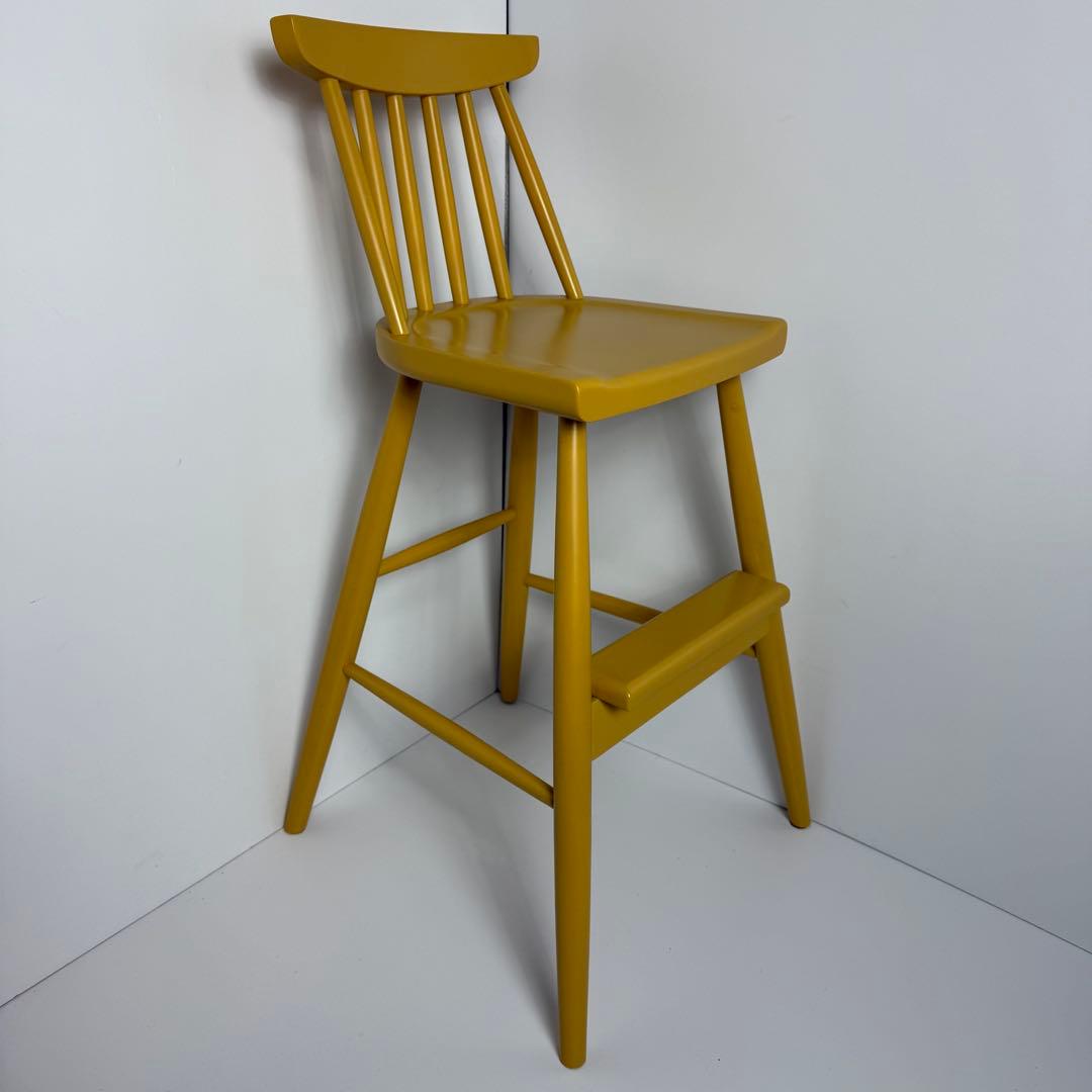 ベルメゾン　ハイチェアー　椅子　子ども　ダイニング　イエロー　ウィンザーチェア