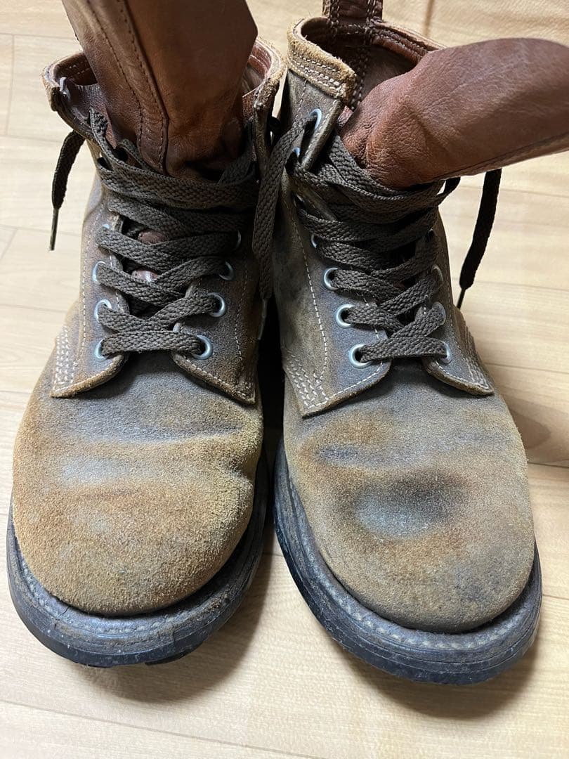 フランス軍コンバットブーツ 2バックルブーツカットオフ 40 ブラウン スエード