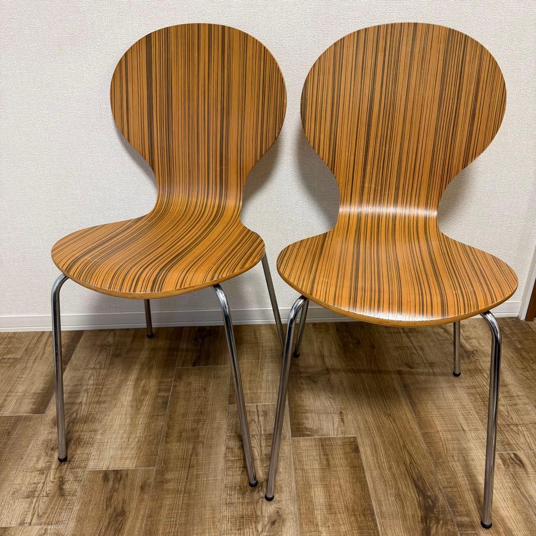 木製 スタッキングチェア 2脚セット