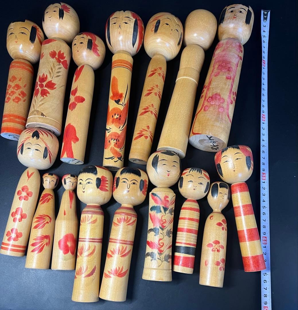 伝統こけし16本まとめ売り 戦前小野寺重一煤孫実太郎他 東北ロット 郷土玩具