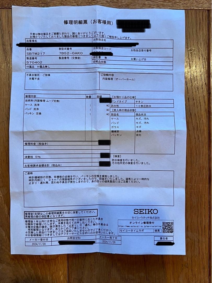 SEIKO セイコー 電波ソーラー 腕時計　文字盤黒　品番7B52-0AK0