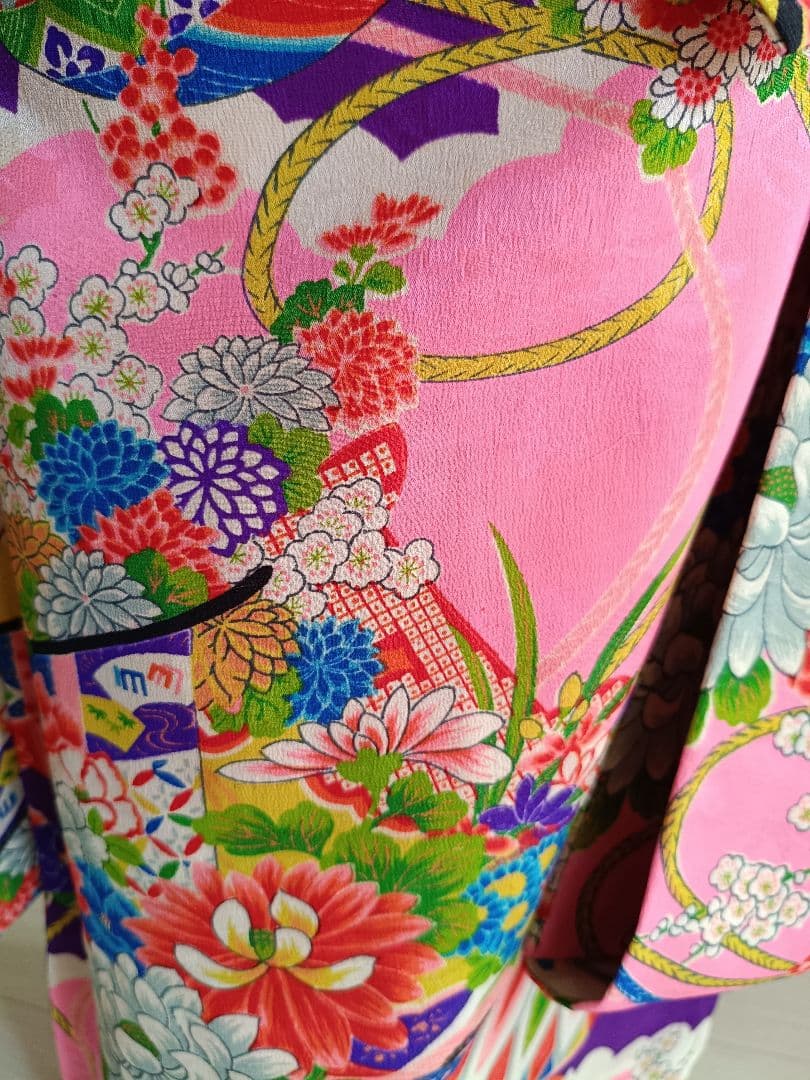 アンティーク紫ピンクの着物単品