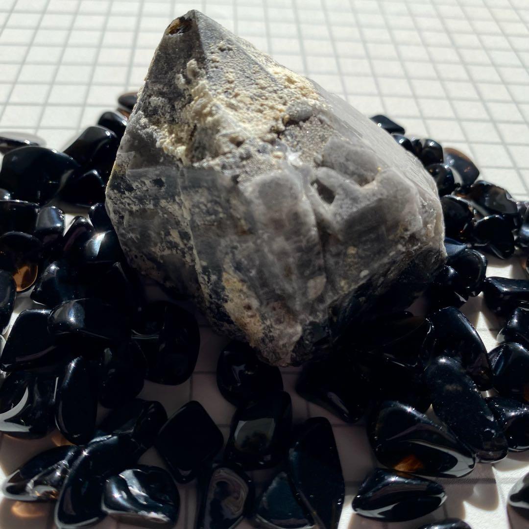 セット★ モリオン 単結晶 モリオン細石　天然石　黒水晶　チベット産