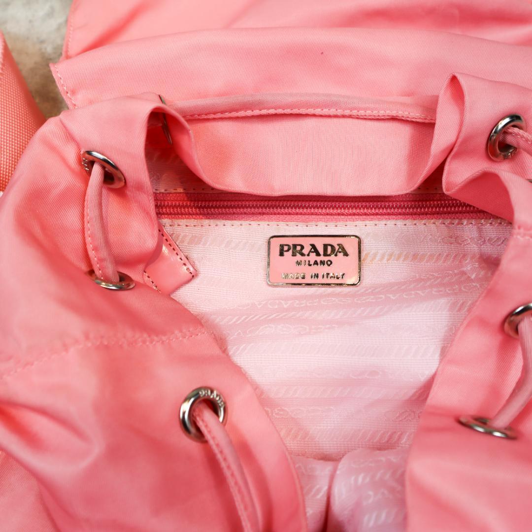 PRADA プラダ ナイロン リュックサック ピンク 三角ロゴプレート