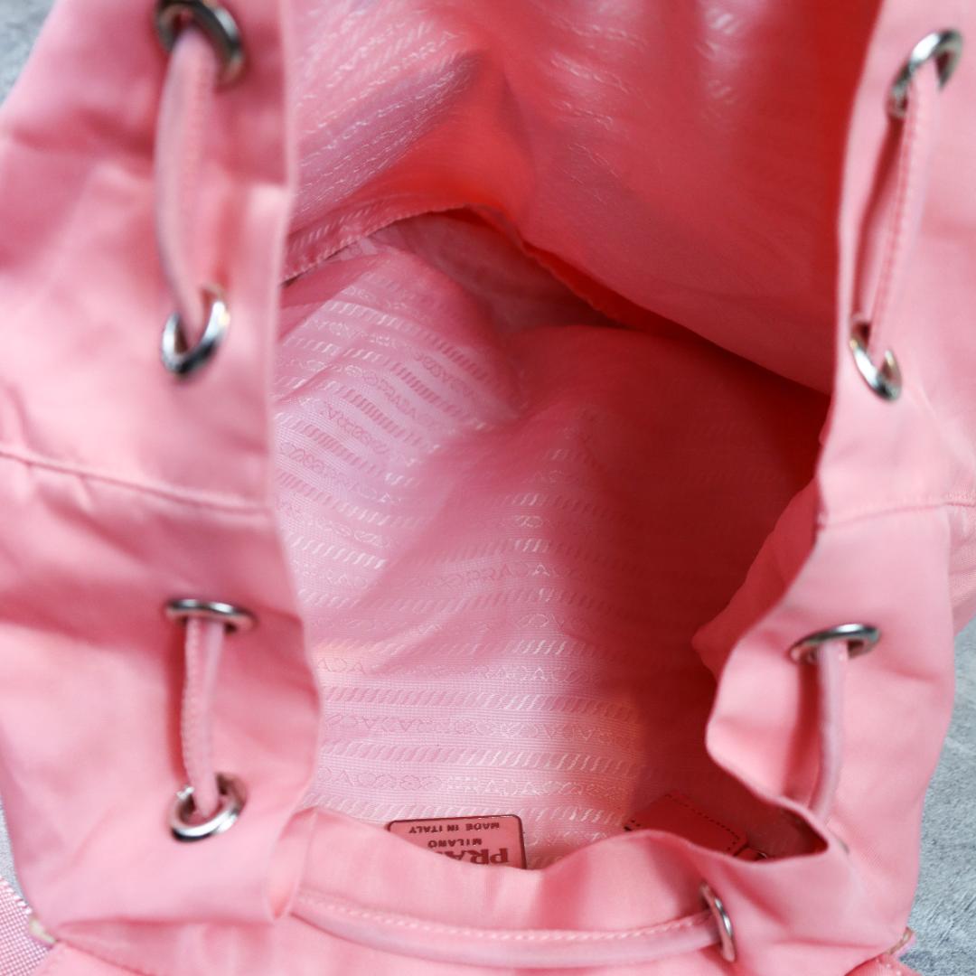 PRADA プラダ ナイロン リュックサック ピンク 三角ロゴプレート