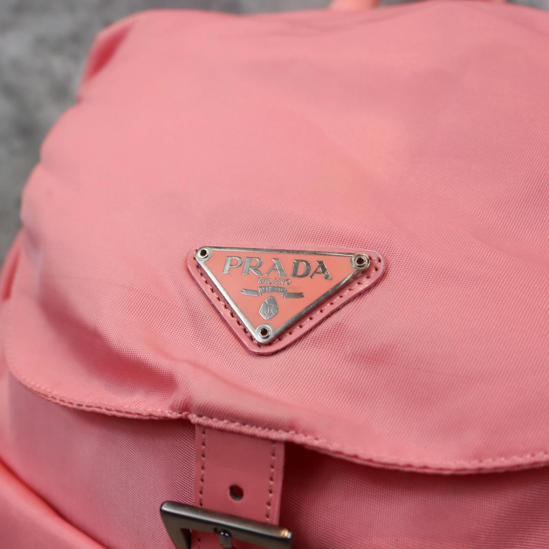 PRADA プラダ ナイロン リュックサック ピンク 三角ロゴプレート