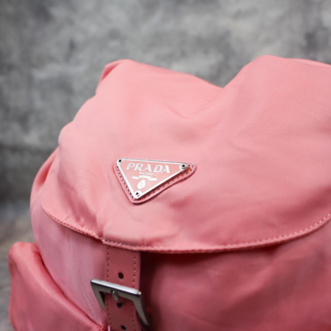 PRADA プラダ ナイロン リュックサック ピンク 三角ロゴプレート