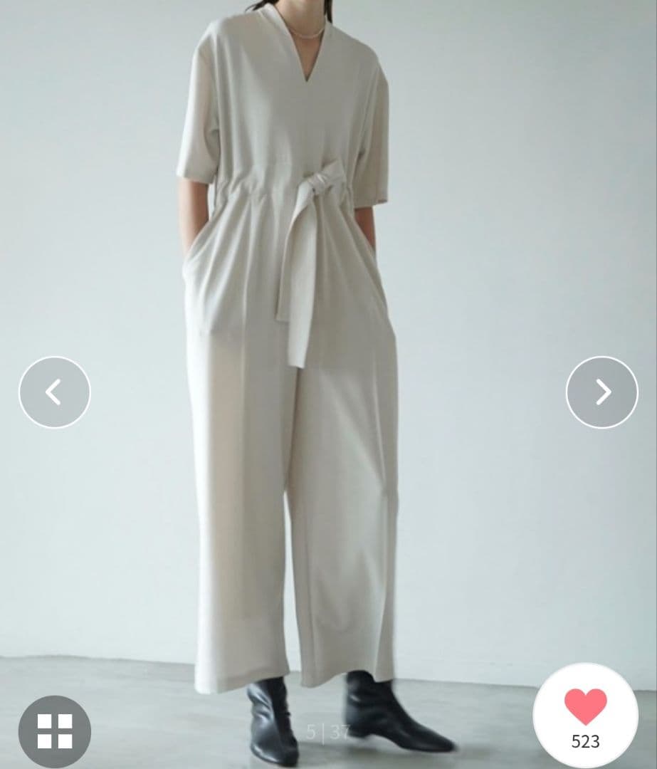 【美品】CLANE クラネ スタンドカラールーズオールインワン ブラック1