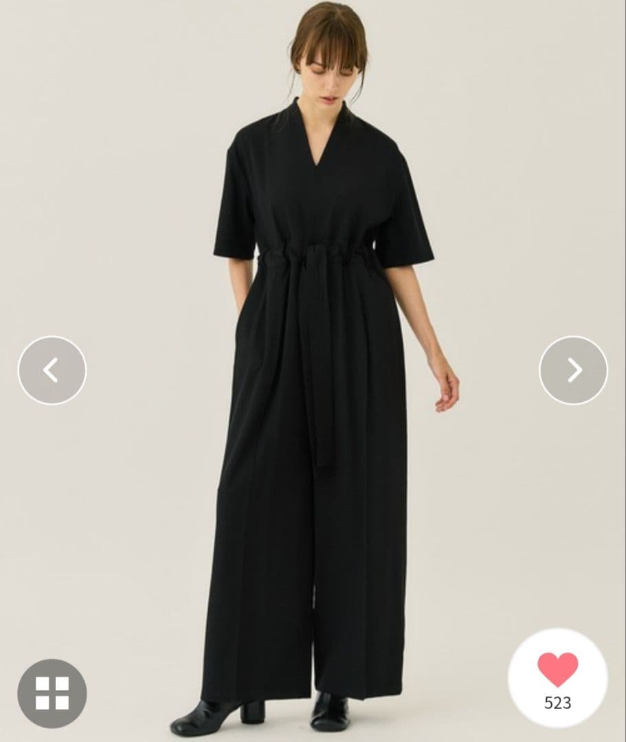 【美品】CLANE クラネ スタンドカラールーズオールインワン ブラック1