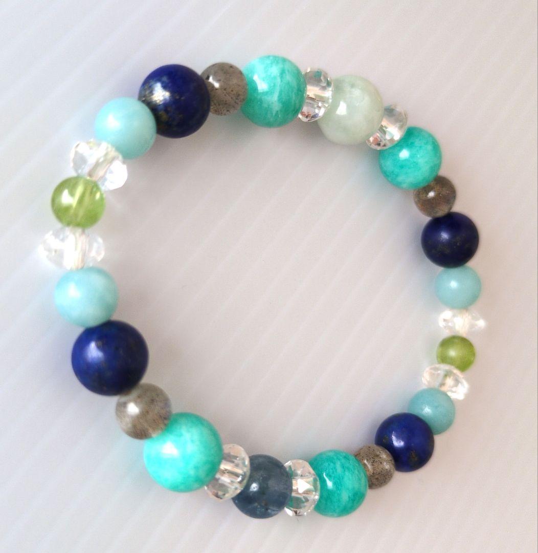 愛光堂 天然石ブレスレット　青系　お兄さん作成　匿名配送