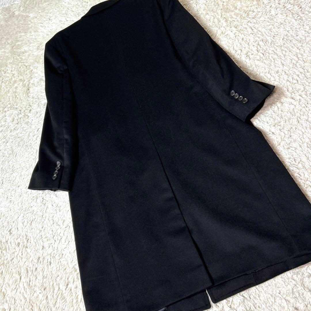 【未使用品】カシミヤ100% ロングチェスターコート ブラック 比翼 Mサイズ