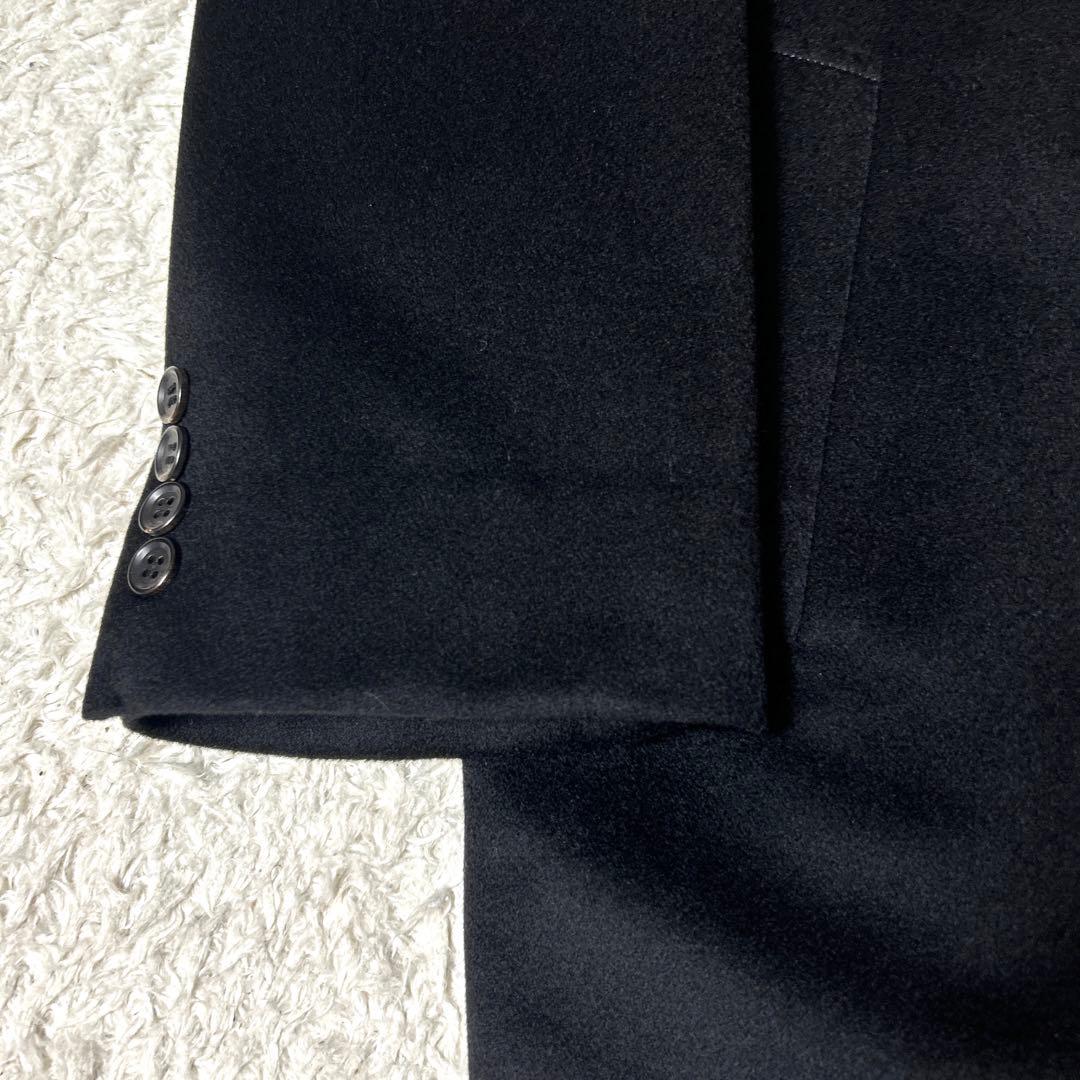 【未使用品】カシミヤ100% ロングチェスターコート ブラック 比翼 Mサイズ