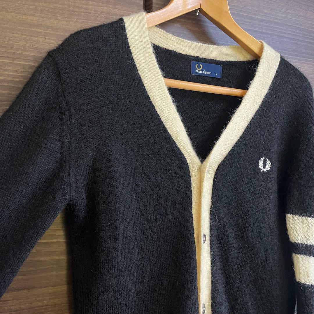 まとめ　00s フレッドペリー モヘア混 カーディガン 月桂樹 S ブラック
