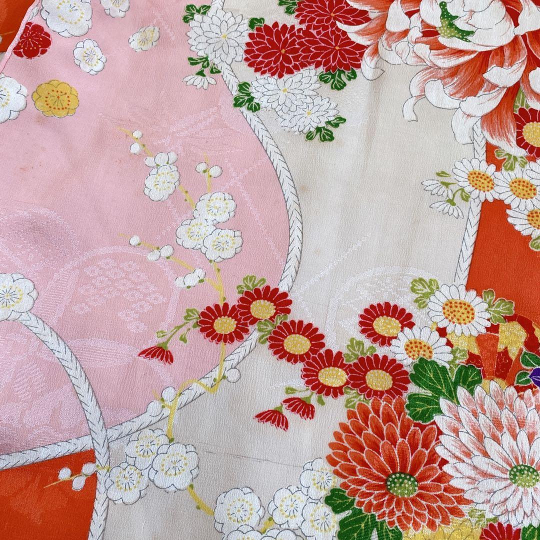 七五三 2歳 3歳 正絹 アンティーク 着物 被布 バッグ 草履 セット