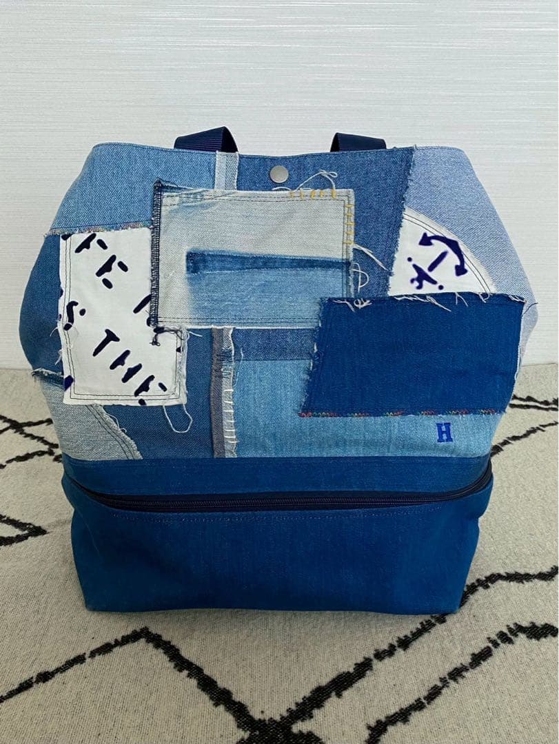 売約済！美品ハリウッドランチマーケット　HR REMAKE デニムマザーズバッグ