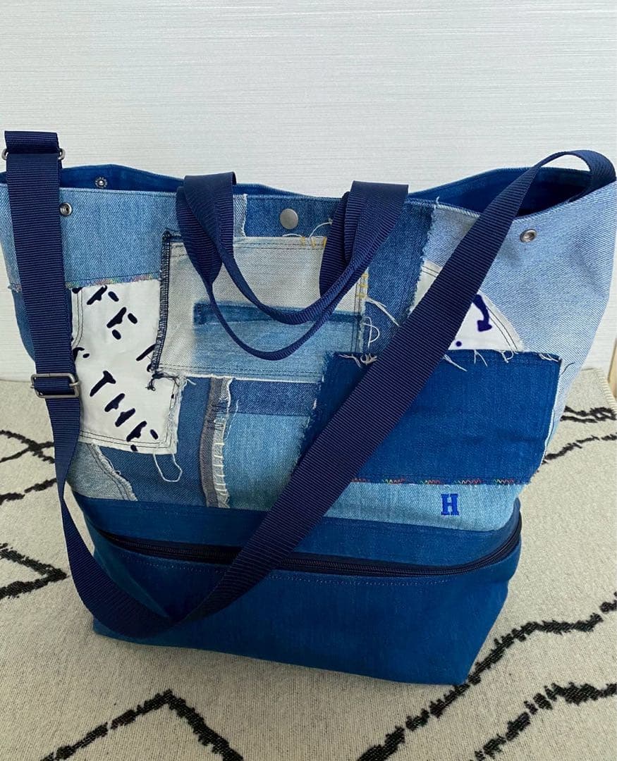 売約済！美品ハリウッドランチマーケット　HR REMAKE デニムマザーズバッグ