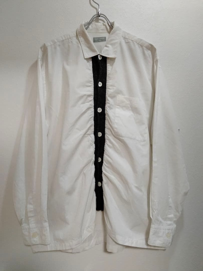 コムデギャルソンオム　90s 田中オム　縮絨　ブロードシャツ　デカボタン