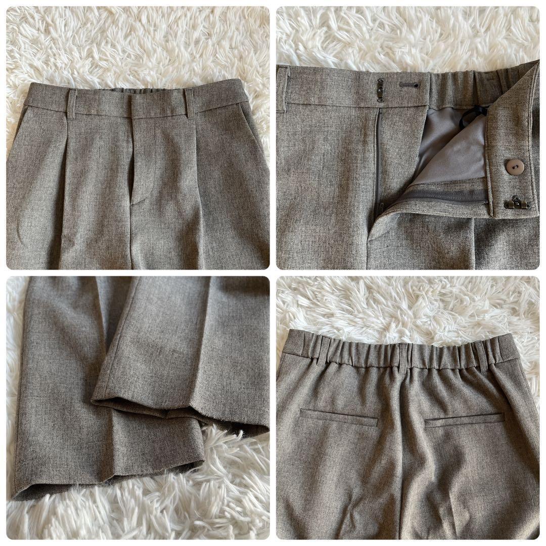 【インディヴィ】セットアップ ウールライク ノーカラージャケット パンツ S/M