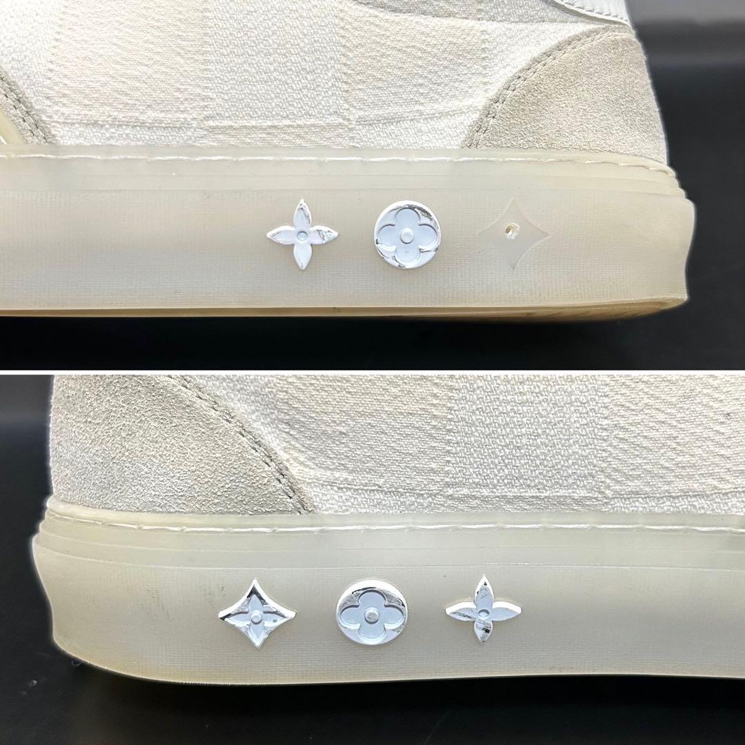 【極美品】ルイヴィトン LVオリライン スニーカー メンズ ダミエ デニム 白