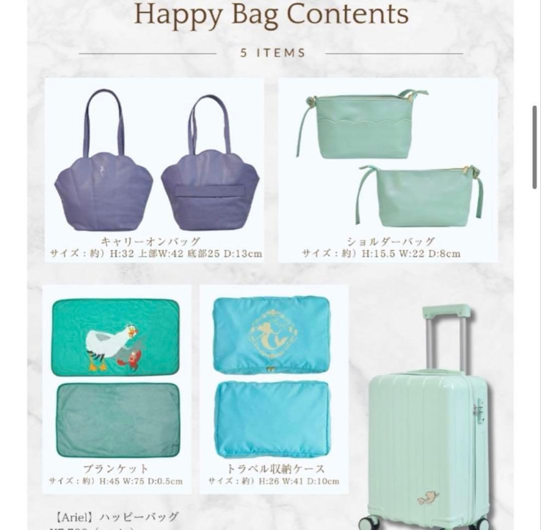 しまむら ハッピーバッグ キャリーケース アリエル5点セット　新品　ディズニー
