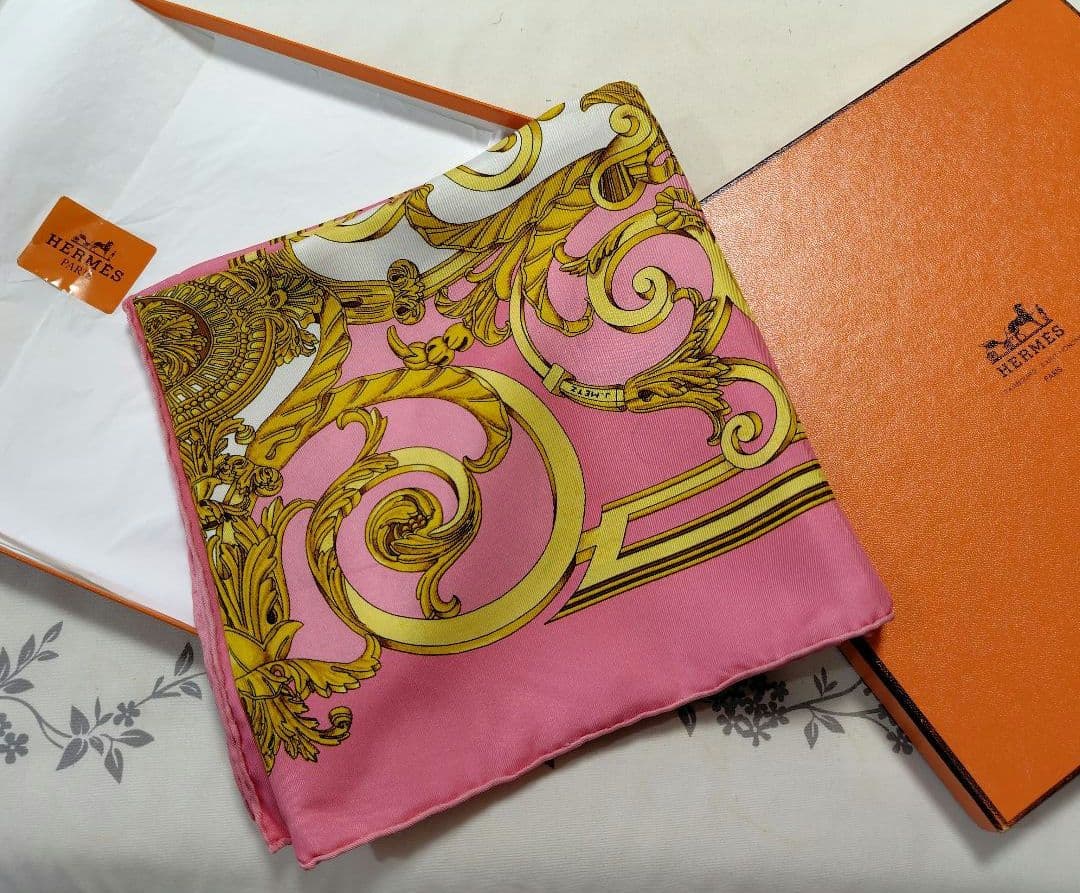 エルメス　HERMES　スカーフ　ピンク