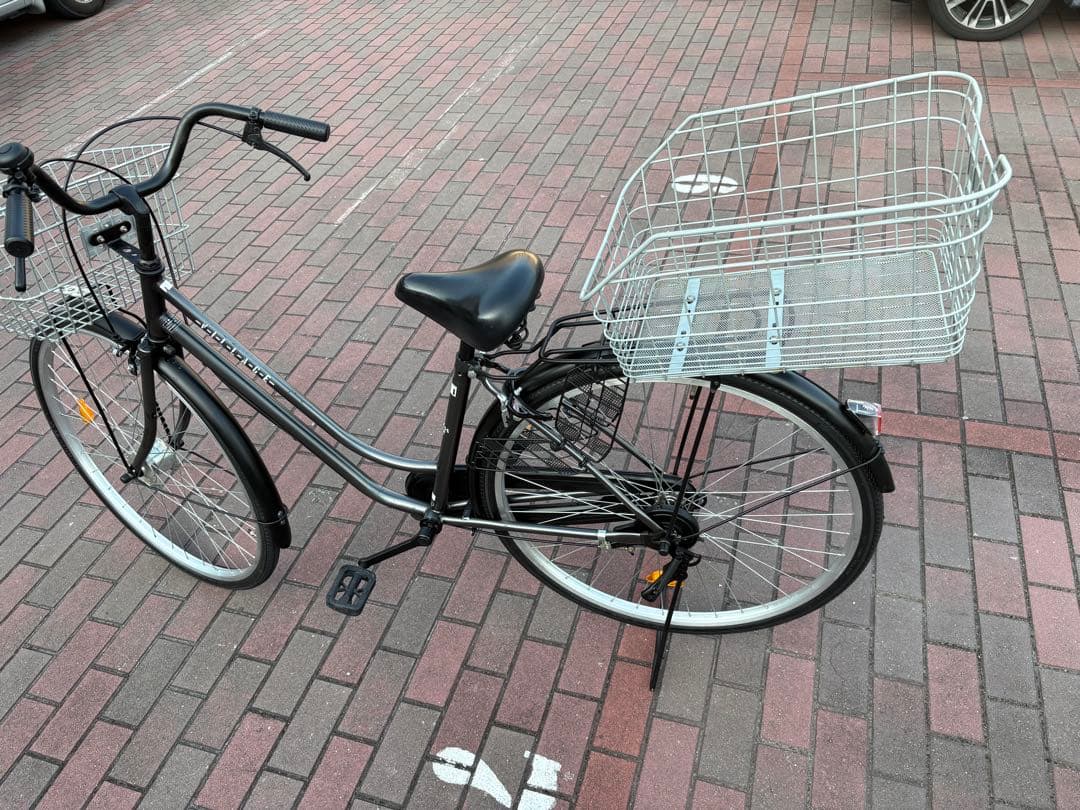 前後大型バスケット　お買い物仕様オートライトママチャリ(27㌅)お引取/配達可能