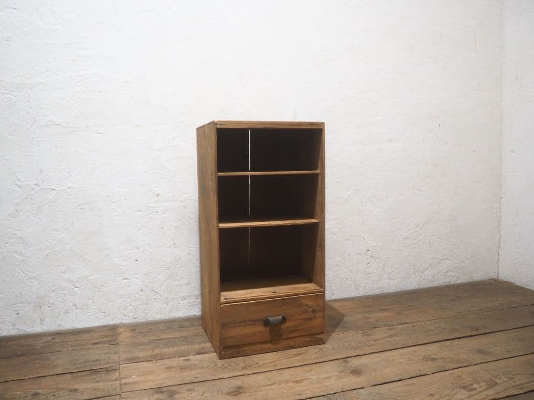 1383 引き出し付　杉の収納棚　飾り棚　オープンラック　ケース　古家具　レトロ