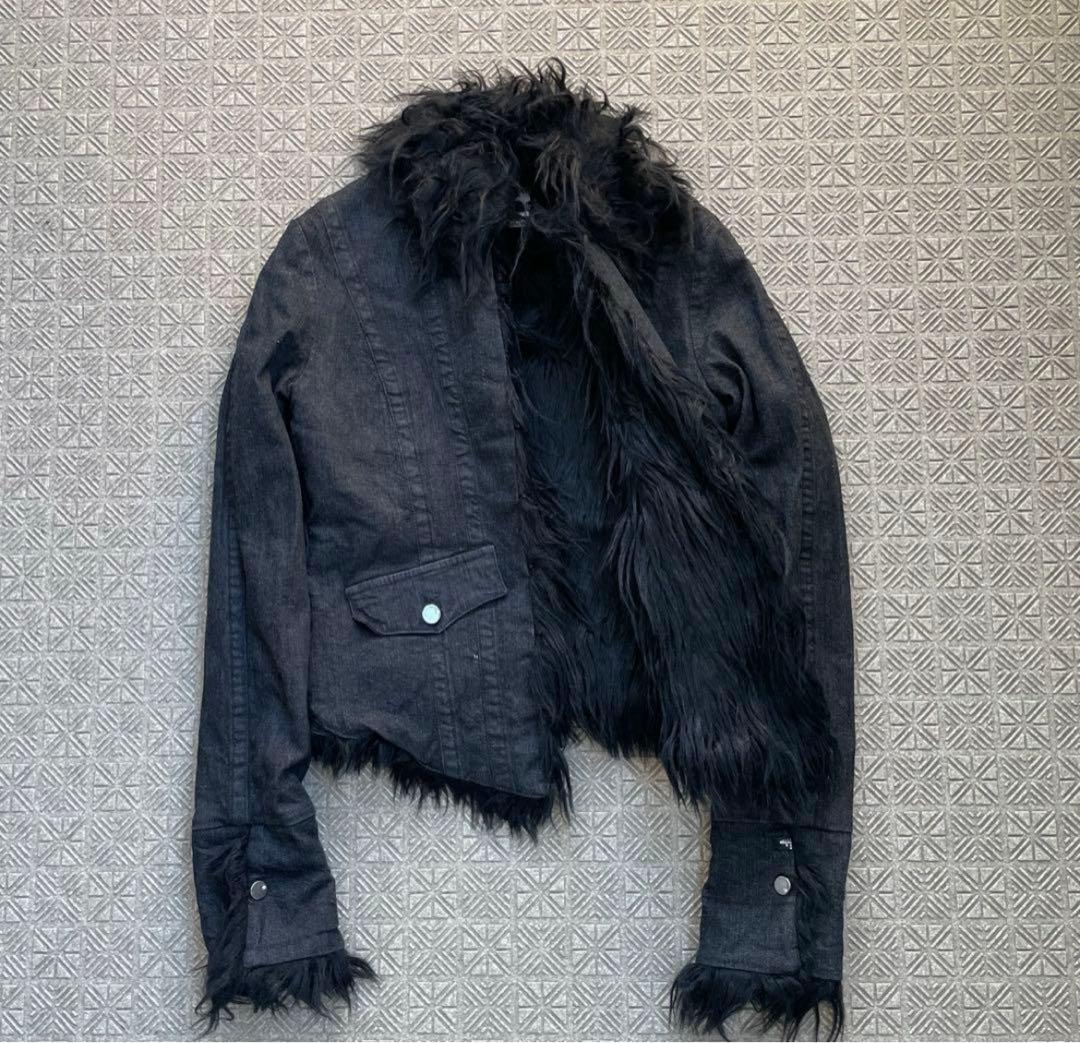 Y2K OPIUM 鬼ファー デニム フライト ジャケット 裏原 平成ギャル
