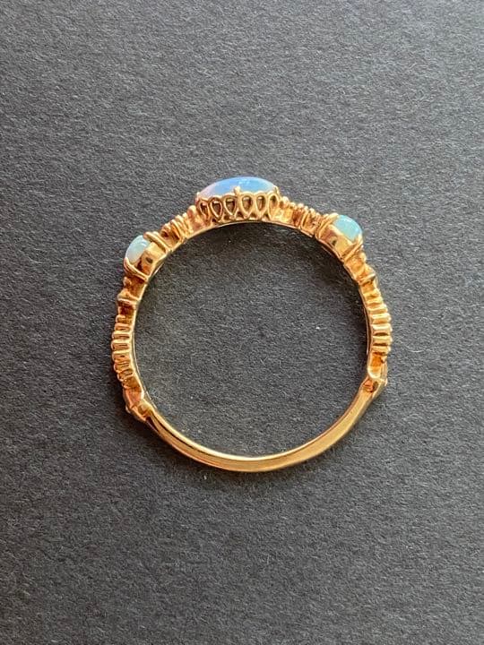 【アガット】14金 オパール&ダイヤリング9号