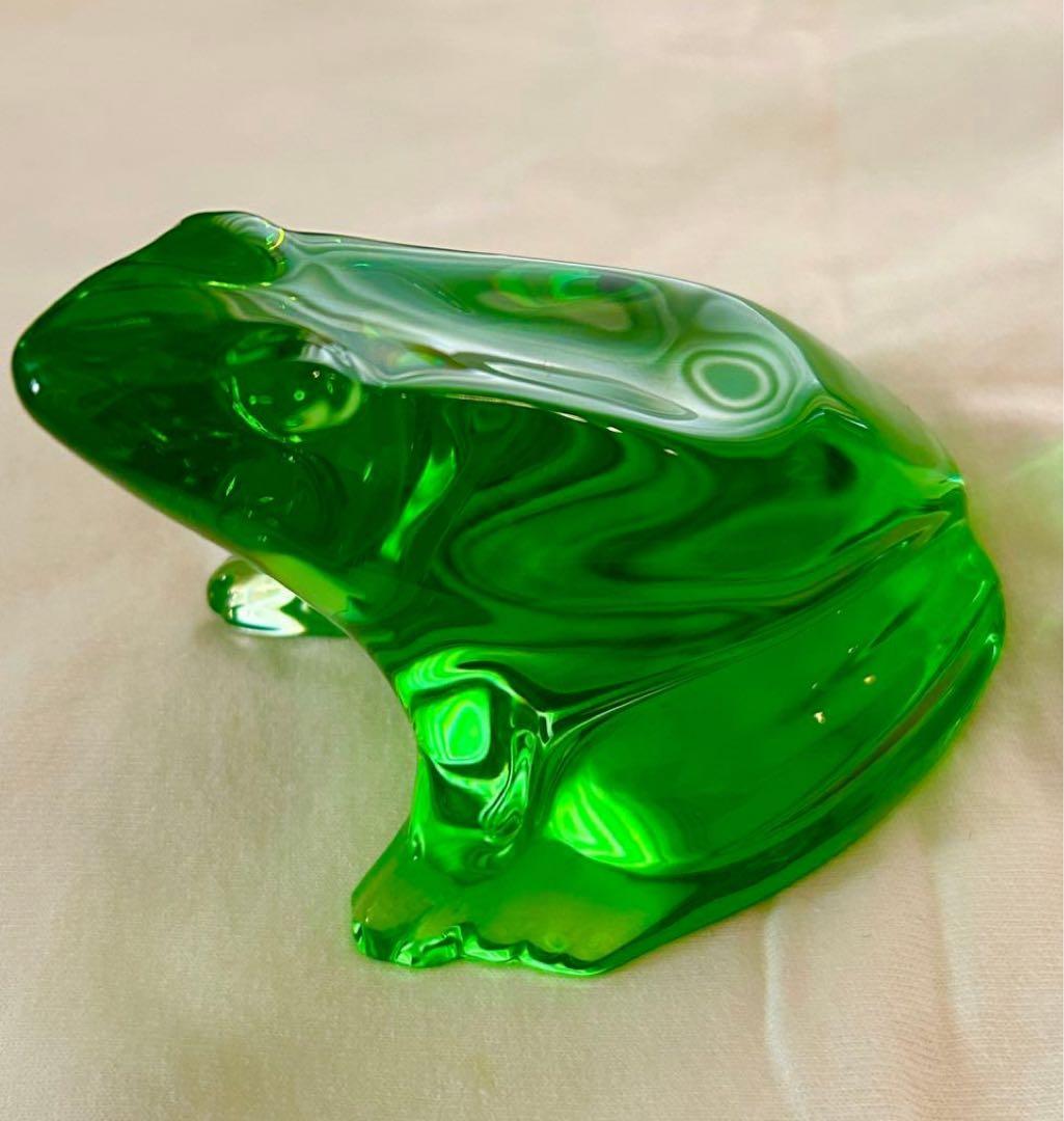 オ*ル様 バカラ　クリスタル　カエル　透明緑色