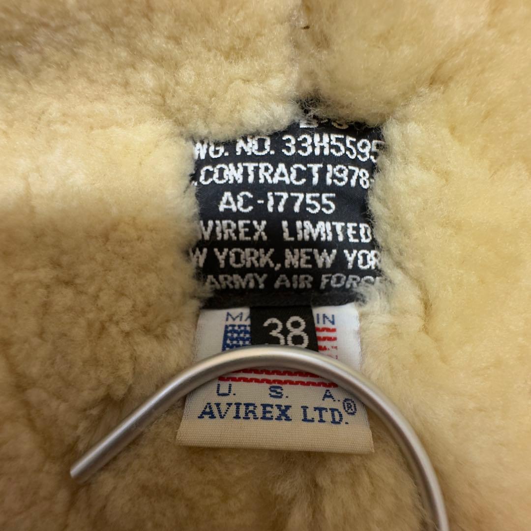 【希少】 80’s〜AVIREX B-3 ムートンジャケット 胸タグ ラムレザー