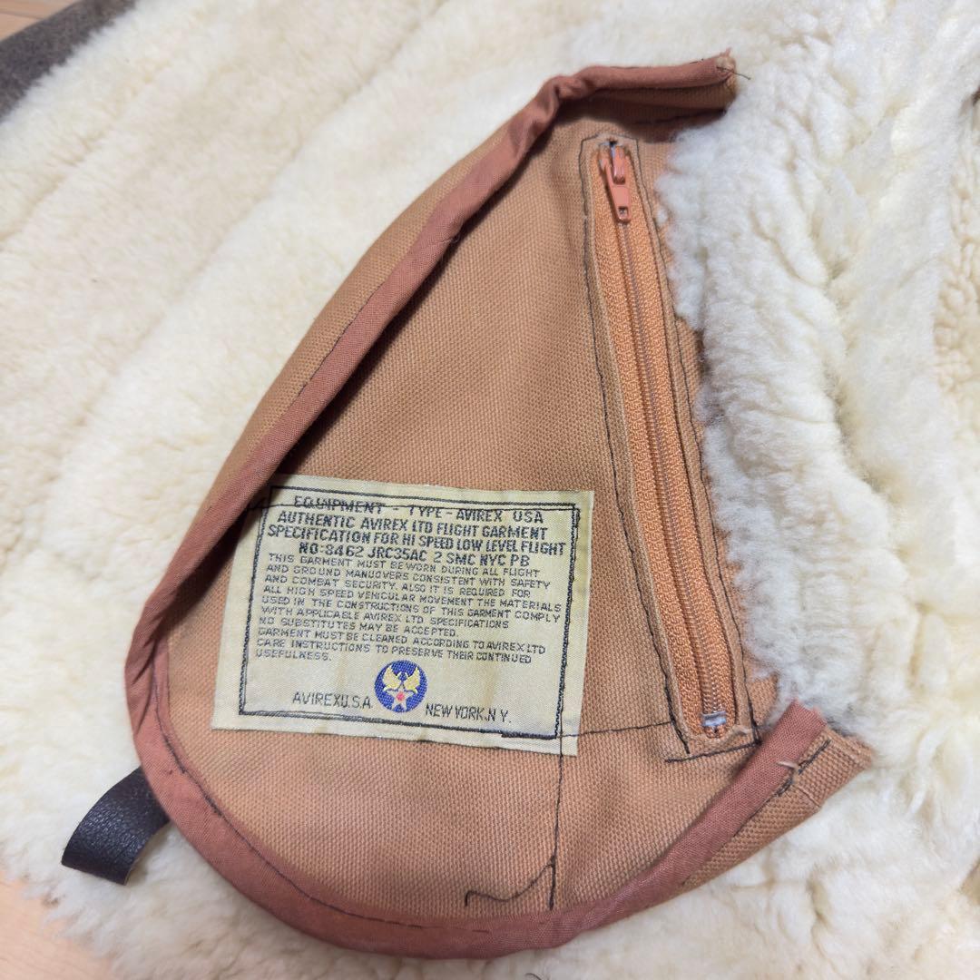 【希少】 80’s〜AVIREX B-3 ムートンジャケット 胸タグ ラムレザー