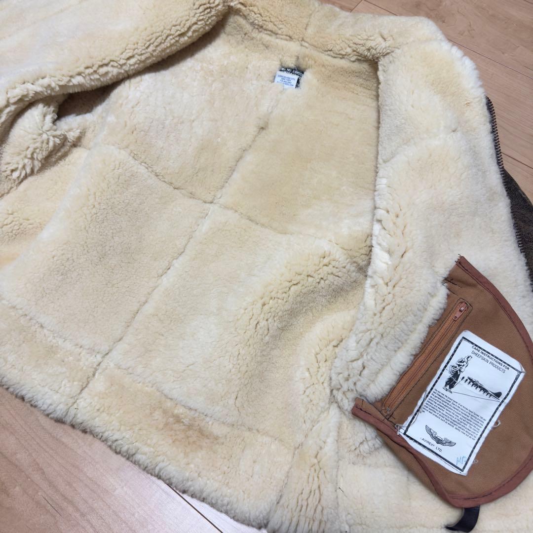 【希少】 80’s〜AVIREX B-3 ムートンジャケット 胸タグ ラムレザー